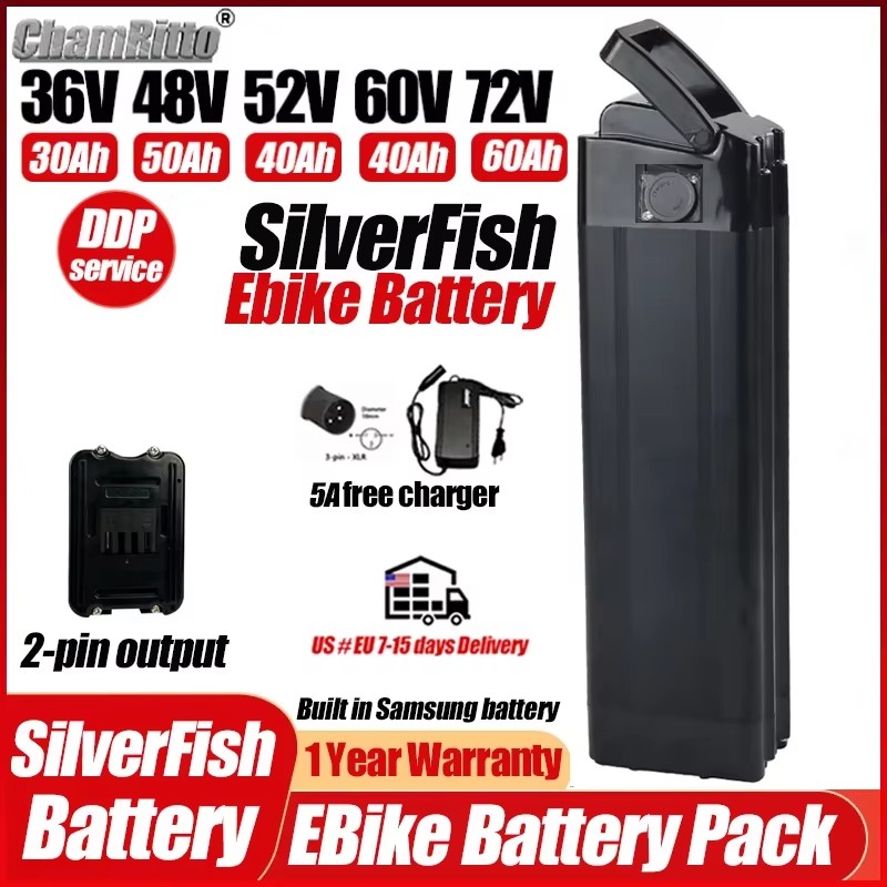 36v48v52v 60 فولت 72 فولت Bafa - مراجعة Electric Bicycle Battery 72V 30Ah وسعره